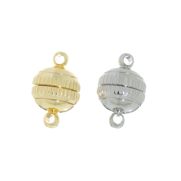 Gold Or Silver Magnetic Clasp,Fluted Two Piece Magnetic Gold Clasp,Magnetic Clasp For Inline Use For Bracelet And Necklace,CLG131-CLS131