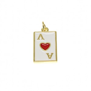 18k Gold Or Silver Ace of Hearts, Playing Cards Charm, Souvenir Gift Charm, casino lover Charm, lucky charm, Ace of Hearts, CPG2345, CPS2345