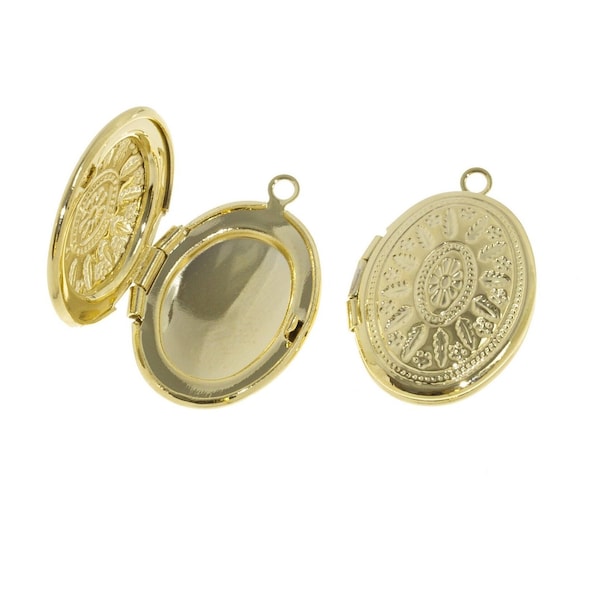 Gold Small Filigree Pattern Oval Love Locket Pendant, 16x20mm, Filigree Pattern Oval Locket Pendant, Love Lockets, 1 pc or 10 pcs,CPG698