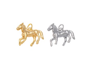 18k Gold or Silver Horse Charm or Pendant, Extremely detailed Horse,  Animal Jewelry, Minimalist Jewelry, CPG1209, CPS1209