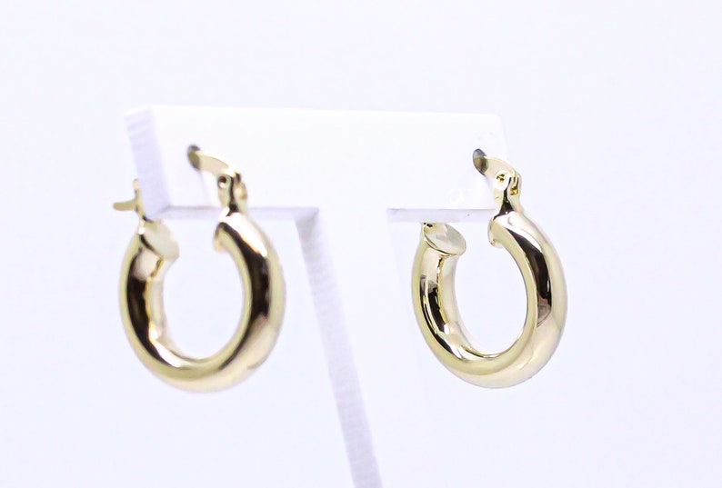 Gold Small Chubby Hoops Gold Hollow Tube Hoops 17mm Trendy - Etsy