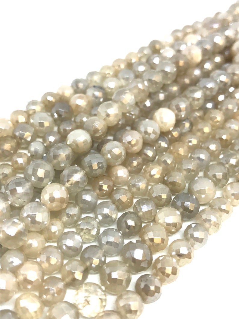 Mystic white moonstone faceted round beads 5.5-6mm 9 inches strand wholesale price
