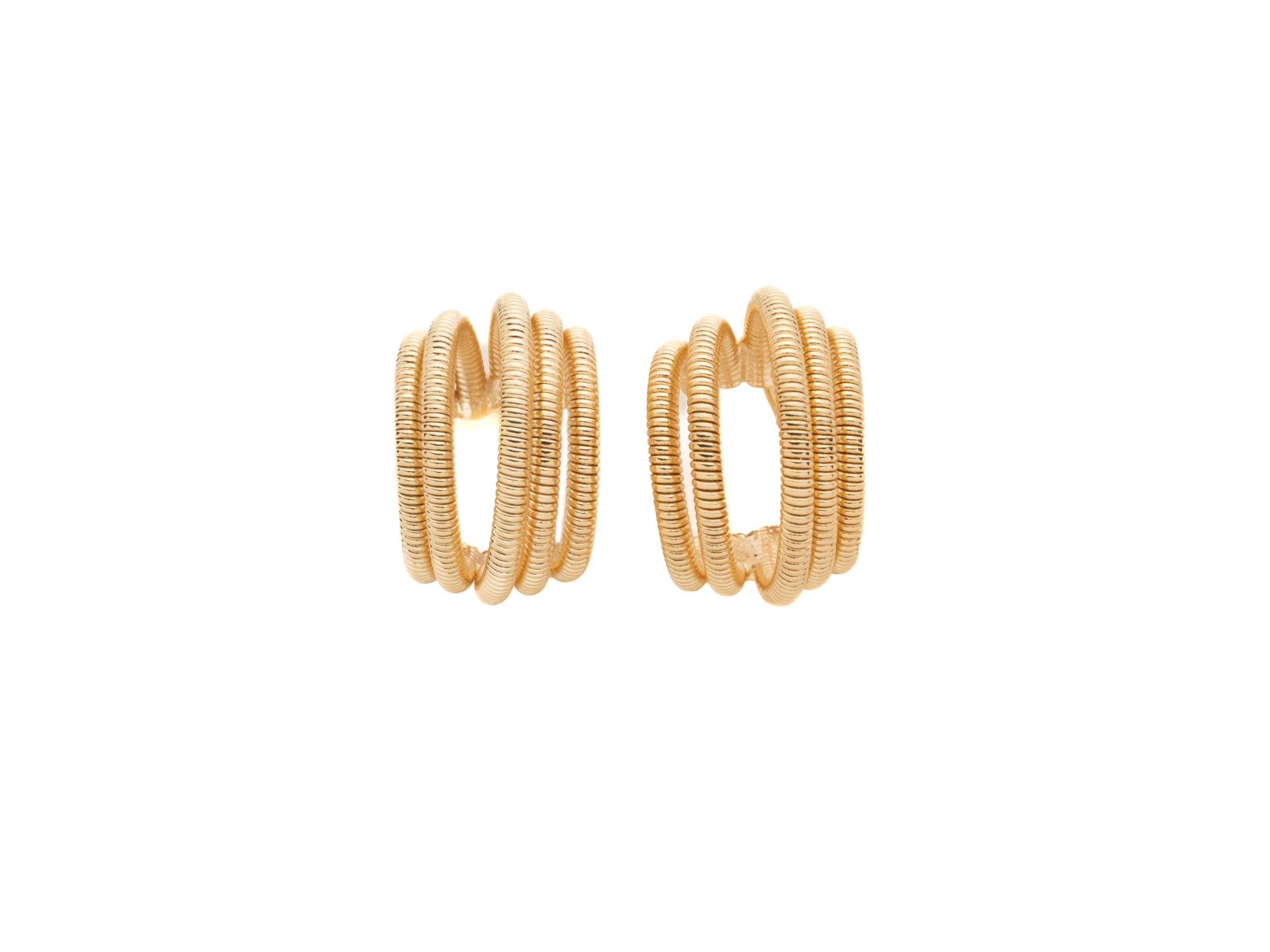 アクセサリー 530park five thirty park Hoop Earring Gold Five Band Hoop Stud Earrings, Gold Plated Brass, Round