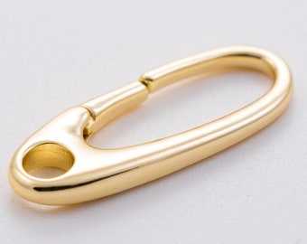 Gold Push in oval Clasp, Extra Large, Great for Large pendants, 32x12mm, clasp enhancer, 1 pc or 10 pcs, WHOLESALE,CLG072