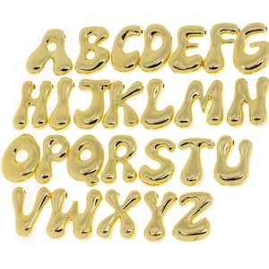 Gold oder Silber Ballon Anfangsbuchstabe Slider Charm, Ballon Hauch Slider Buchstabe Initial Charm, großer Buchstabe Initial Charm, CPG1102-CPS1102