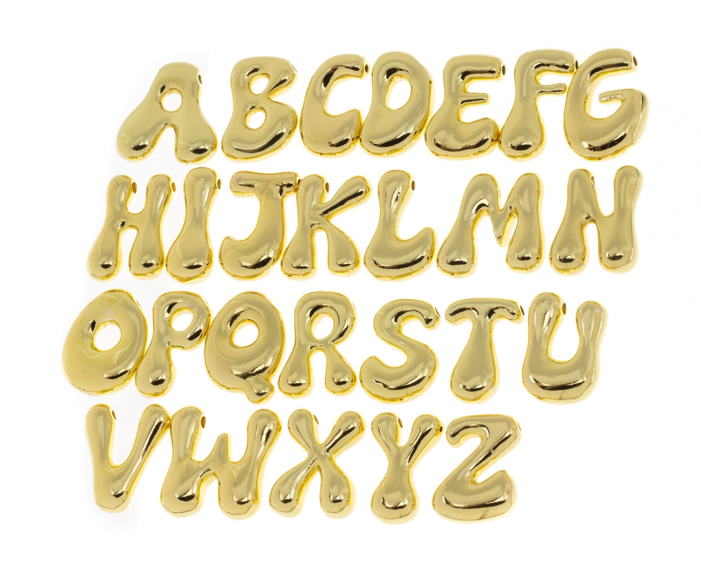 Gold Or Silver Balloon Initial Letter Slider Charm,Balloon Puff Slider Letter Initial Charm,Large Letter Initial Charm,CPG1102-CPS1102