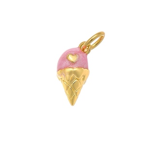 Rosa Eis Waffel Charm, Charms für Kinder, Sommer Party Charm, niedlicher Eis Charm für Halskette oder Armband, CPG2145