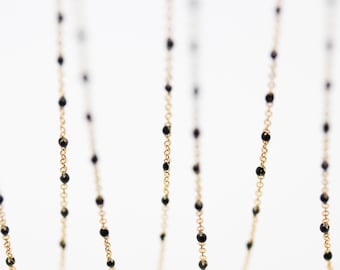 2mm Dainty Gold/ Black Enamel Chain, By The Footage, WHOLESALE