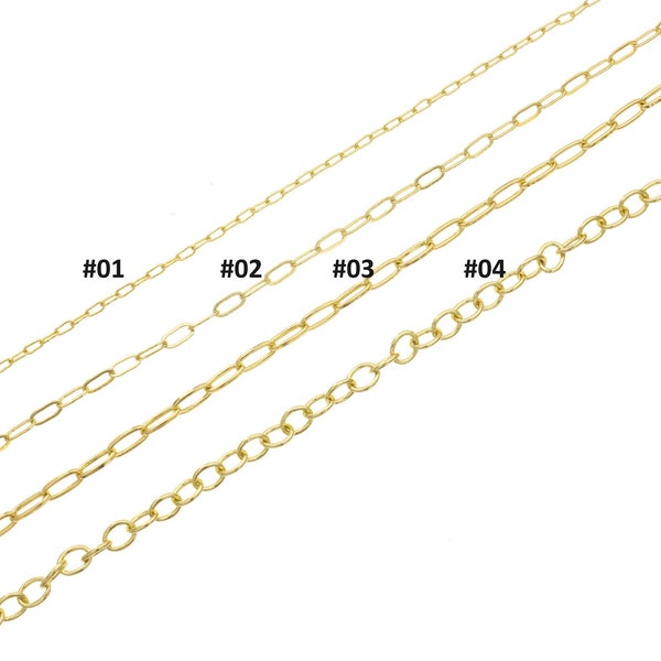 Gold Paper Clip Chain,Dainty Chain For Minimalist Jewelry,Rolo Chain For Handmade Jewelry Making, CHG006,CHG007,CHG008,CHG009