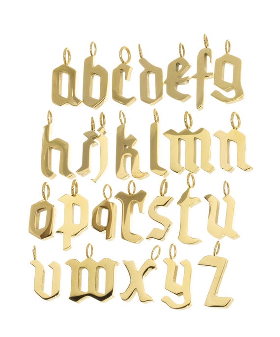 Gothic Font Lowercase Initial Charm Pendant - Various Letters Gothic Font Lowercase Initial Charm Pendant - Various Letters