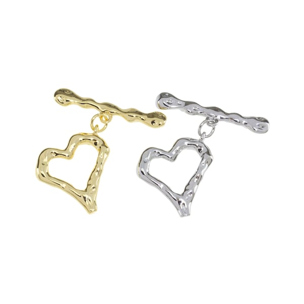 Heart Shape Toggle Clasp,Two Piece Gold Toggle Clasp,Gold Toggle Clasp,Gold Heart Clasp,CLG128