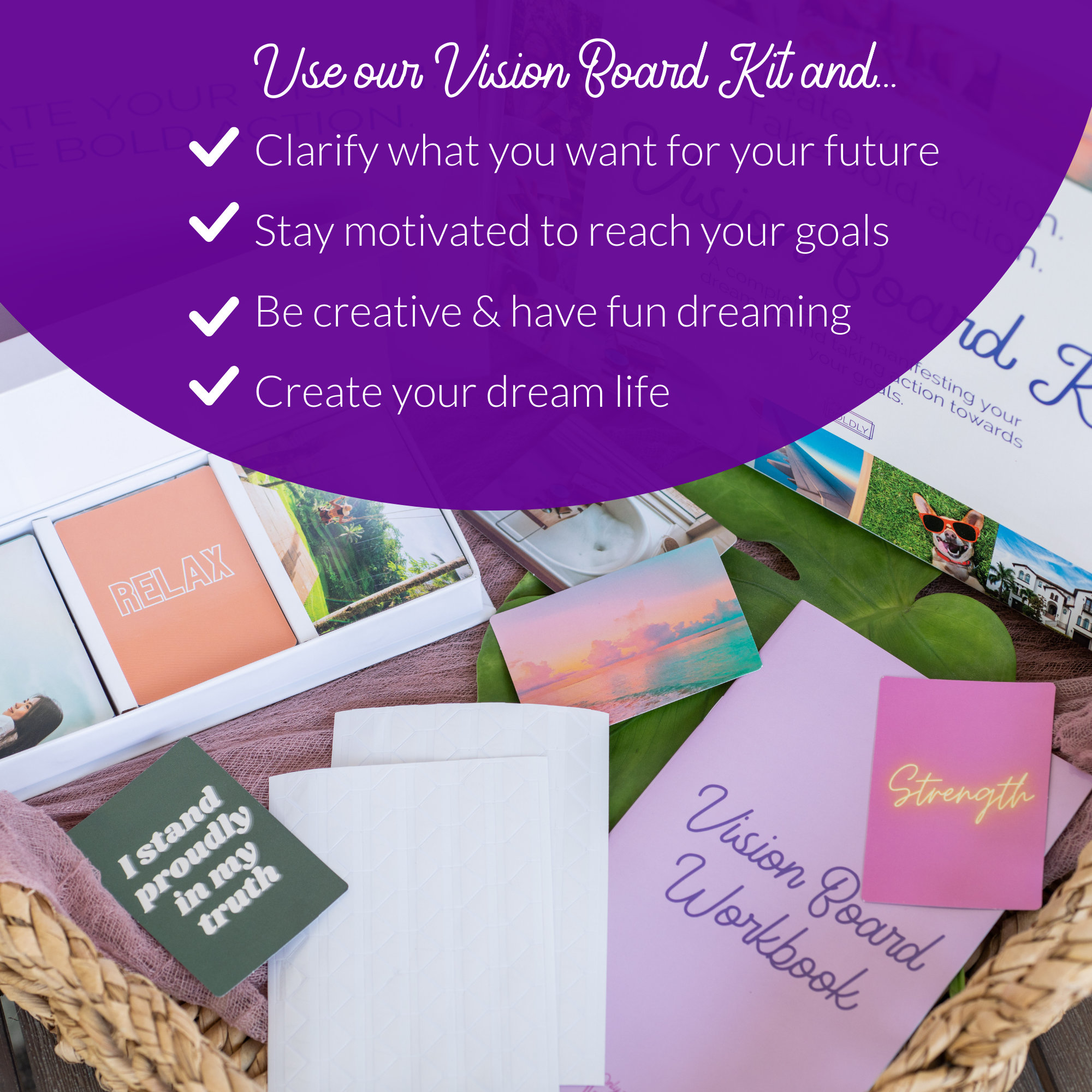 Vision Board Kit - Premade Dream Board with Manifestation Pictures  Supplies, Goal Collage Book for Wall, Complete Mood Boards Kits, Law of  Attraction