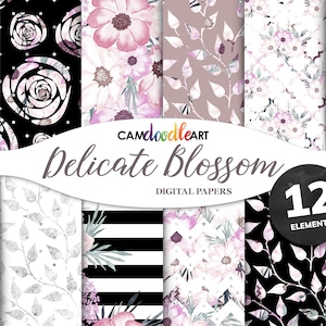 Pink Pastel Watercolor Floral Digital Paper, Seamless Floral, Floral Patterns, Surface Pattern, Seamless Flowers, Spring Digital