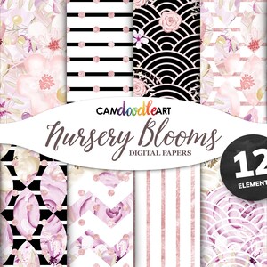 Pink Pastel Watercolor Floral Digital Paper, Seamless Floral, Floral Patterns, Surface Pattern, Seamless Flowers, Spring Digital