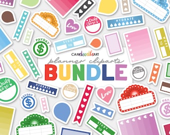 Planner Cliparts Bundle, Rainbow Planner, Digital Stickers, Planner Stickers, Discount Bundle, Clipart Bundle, Clipart Collection