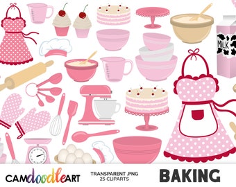 Baking Clipart, Cooking Clipart, Hand Drawn Clip Art, Bowl Clipart, Dough Clipart, Mixer Clipart, Apron Clipart, Kitchen Utensils