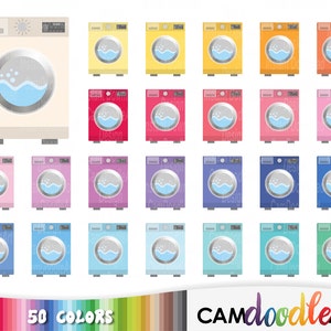 50 Washing Machine Clipart,Laundry Clipart,Laundry Icon,Colorful Laundry,Scrapbooking,Planner Clipart,Sticker Clipart,png file