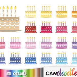 50 Birthday Cake Clipart,Birthday Party Clipart,Party Food,Invitation Clipart,Scrapbooking,Planner Clipart,Sticker Clipart,png file