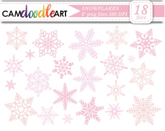 Snowflakes Clipart Collection,Winter Clipart,Pink Snowflakes, Christmas Clipart,Scrapbooking Clipart,Snowflake silhouette,png files
