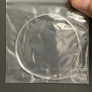 May include: A clear plastic bag containing a set of silver guitar strings.