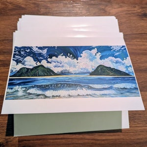 BIGLIETTI D'AUGURI ~ "The Mokes" Paesaggio di Oahu, Hawaii ~ Confezione da 5 biglietti di Anna Hope