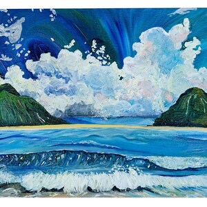 STAMPA SU CARTA "Il paesaggio di Mokes" a Oahu, Hawaii di Anna Hope 10"x20" Carta per belle arti di qualità museale