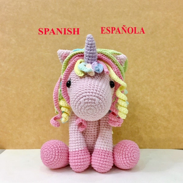 Niña unicornio Patrón de ganchillo femenino para muñecas amigurumi, El patrón es en español.