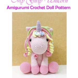 2023 My Girly Unicorn Amigurumi Crochet Doll Pattern, Craft, Dollmaking, Doll, Crochet, FREE ACCESS to YOUTUBE Video On How To Make Curls image 3