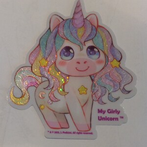 Eenhoorn holografische glittersticker, GRATIS VERZENDING, eenhoorn stickerlabel, eenhoorn sticker vinyl
