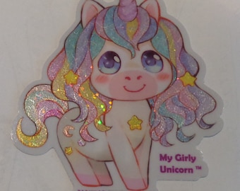 Unicorn Holographic Glitter Sticker, FREE SHIPPING, Unicorn Sticker Label, Unicorn Sticker Vinyl