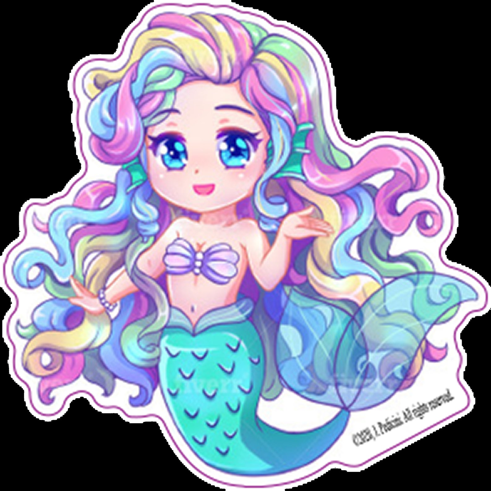 mermaid-stickers-free-shipping-mermaid-sticker-labels-etsy