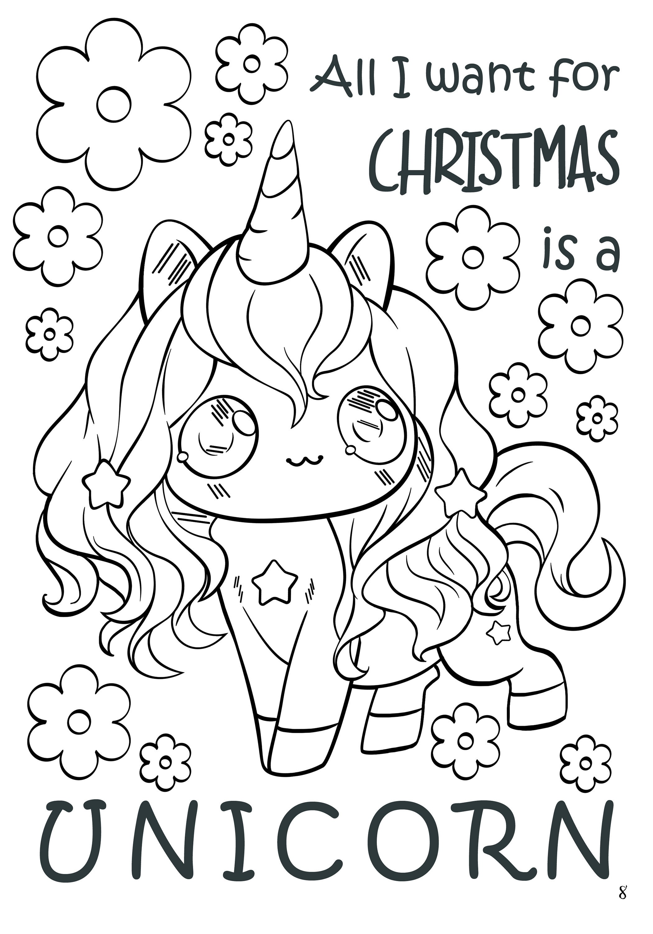 Girly Girl Unicorn Christmas Coloring Book Christmas Etsy