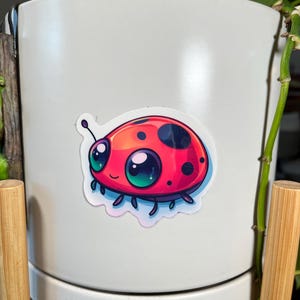Cute Ladybug Vinyl Sticker Waterproof, Aesthetic Bug Decal for Laptops, Water Bottles & More