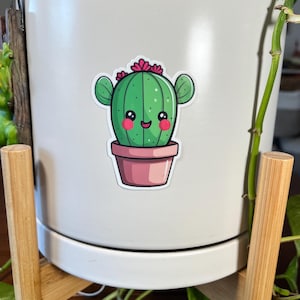 Adesivo in vinile con cactus kawaii, adesivo estetico carino per computer portatili, bottiglie d'acqua e diari