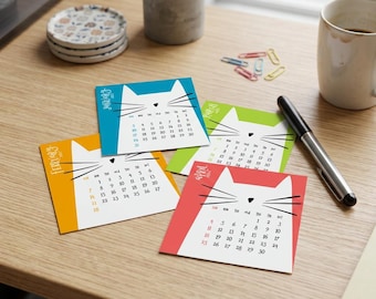 2027 Mini Cat Calendar: Colorful Kitties Monthly Planner (3x3 inches/Letter Size PDF Download)