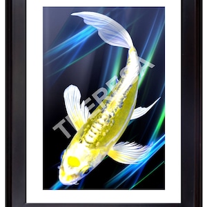 Koi Fish Giclée Print 12&quot;x18&quot; of &quot;Twilight Koi Fish II&quot; Japanese Koi Fish Pond from Original Digital Painting By Theresa L Baalke