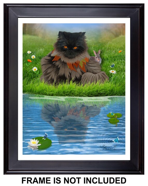 Gato con cara de muñeca persa, impresión giclée en lienzo satinado