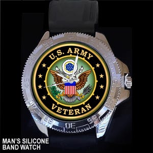 United States Army, Veteran or Retired or Retired Veteran, Seal Coat of Arms Choice of New Man’s Watch Styles