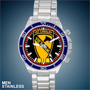 United States Army 1st Calvary Airborne VSR Vietnam Service Ribbon Choice of New Man’s Military Watch Styles