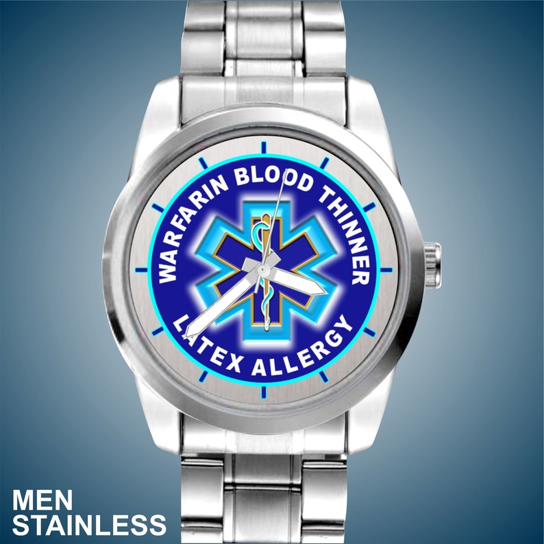 Man's Warfarin Blood Thinner Latex Allergy Watch Medical Etsy