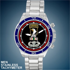 United States Army 101st ABN Paratrooper Jump Wings Desert Storm Campaign Ribbon Choice of New Man’s Watch Styles