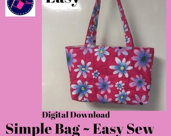 Sewing Pattern PDF. Easy and sweet as pie tote bag is a great start for beginners.