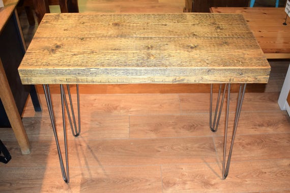 Reclaimed Wooden Desk On Hairpin Legs Etsy