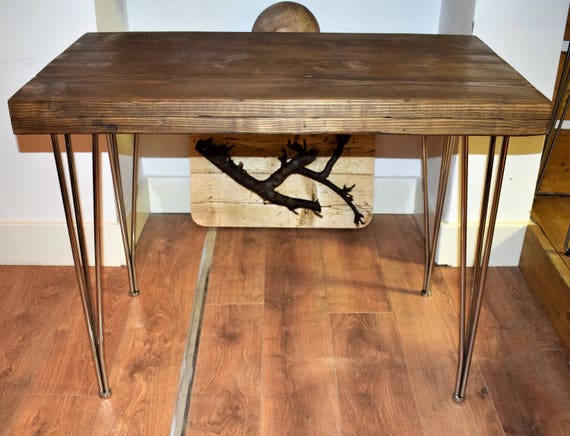 Reclaimed Wooden Desk On Hairpin Legs Etsy