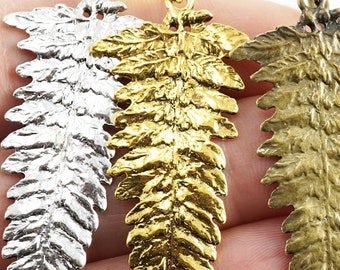 ON VACATION,  Clip-on Fern Earrings, No Piercing Earring, Gold Silver or Bronze Leaves, Plant Nature Jewelry