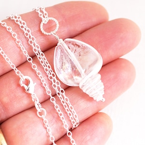 Dainty Ariel Necklace Little Mermaid Necklace Ariel Voice Sea Shell Necklace Conch Seashell Lampwork Glass Silver