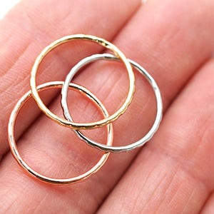 ON VACATION, Mini ring, Dainty Micro midi White Yellow Rose Gold Stacking Ring, Hammered ring, thin knuckle ring image 2