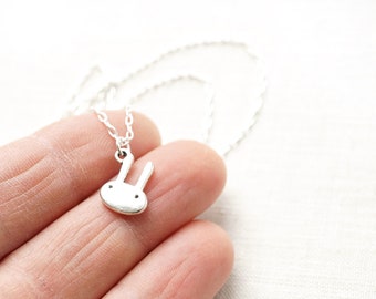 ON VACATION,  Dainty Bunny Necklace Sterling Silver Chain Petite Rabbit Tiny Animal Charm Minimal Modern Simple Pendant Easter