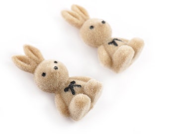 ON VACATION,  Cute Bunny Earrings, Latte Coffee Brown Miniature Rabbit Stud Earrings, Furry Pet Animal Easter Gift