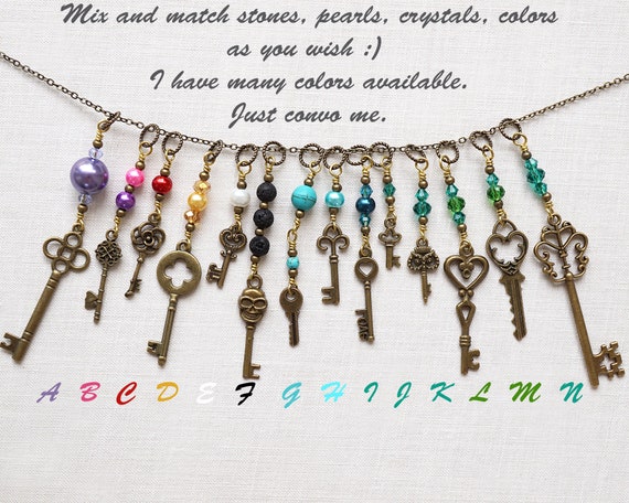 Dainty Key Necklace Wire Wrapped Key Pendant Custom Dainty